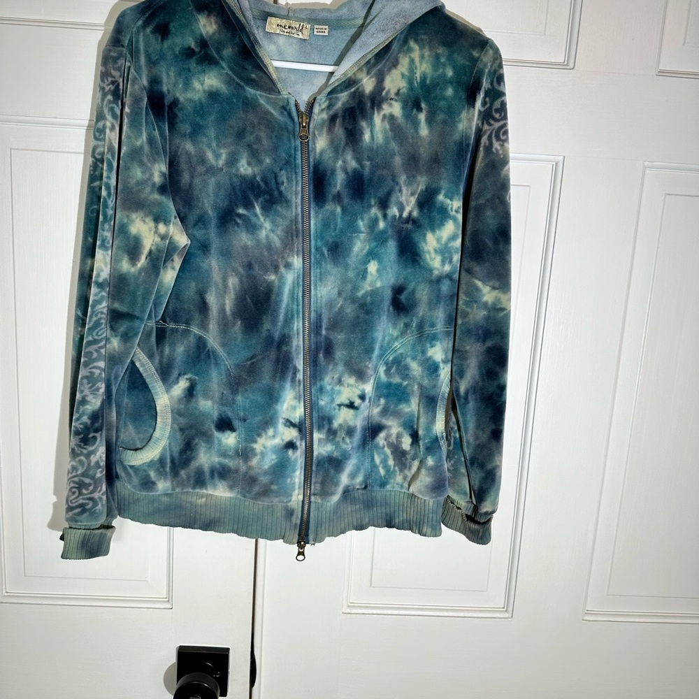 Women's Blue Tie-Dye Hoodie Jacket